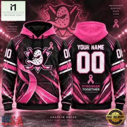 NHL Anaheim Ducks Pink Fights Breast Cancer 2026 Personalized Hoodie Shirt, NHL 3D Game Day Tee Nhl Anaheim Ducks Pink Fights Breast Cancer 2026 Personalized Hoodie Shirt