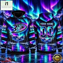 NHL Anaheim Ducks Special Design With Northern Lights 2026 Hoodie Shirt, NHL 3D Game Day Tee Nhl Anaheim Ducks Special Design With Northern Lights 2026 Hoodie Shirt