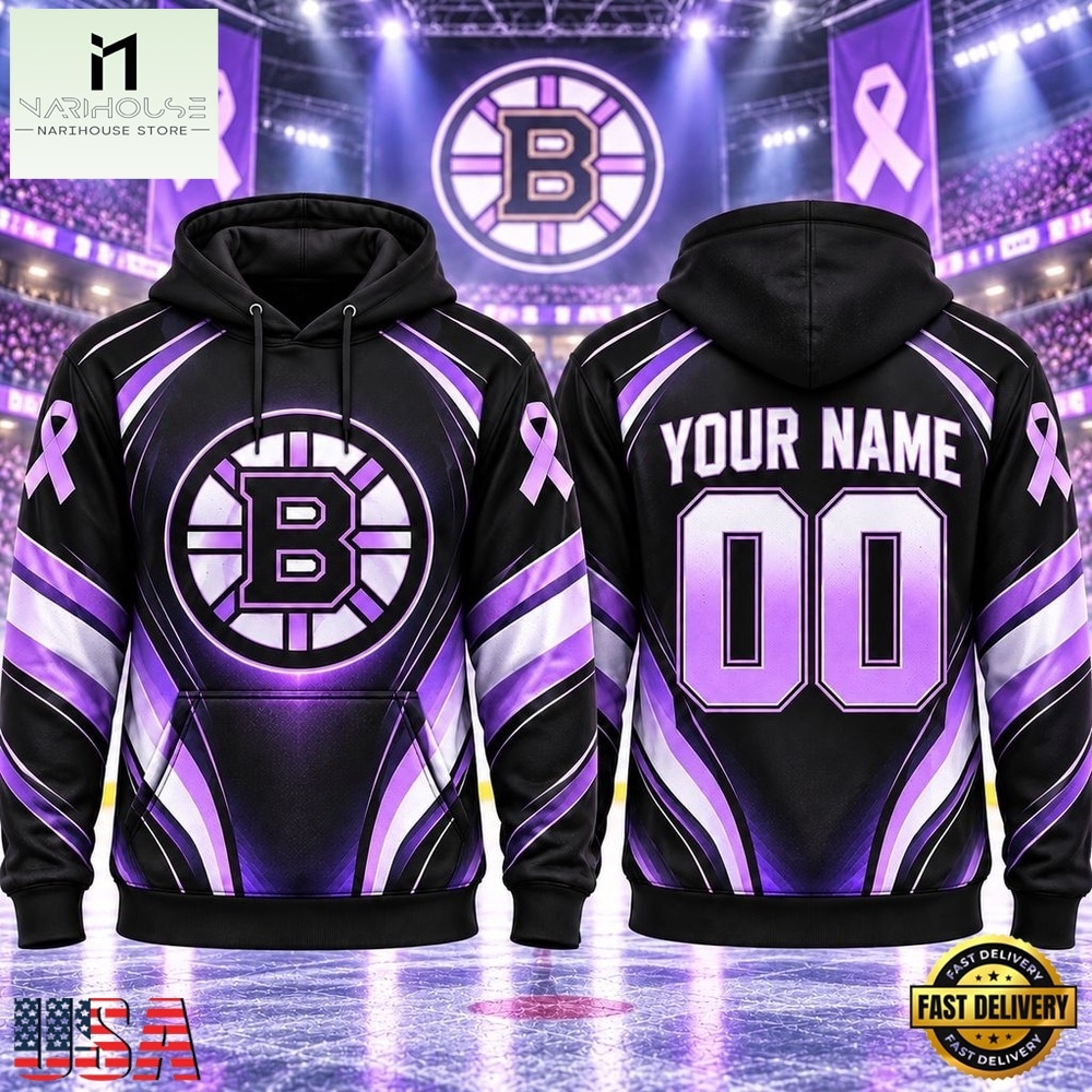 NHL Boston Bruins 2026 Hockey Fights Cancer Personalized Hoodie Shirt, NHL 3D Game Day Tee NHL Boston Bruins 2026 Hockey Fights Cancer Personalized Hoodie Shirt, NHL 3D Game Day Tee