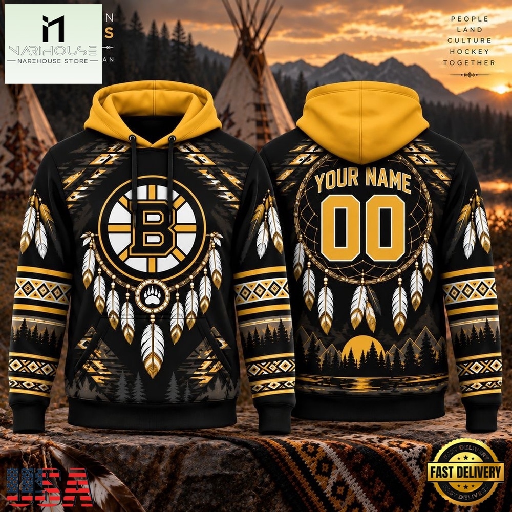 NHL Boston Bruins 2026 Native American Heritage Design Hoodie Shirt, NHL 3D Game Day Tee NHL Boston Bruins 2026 Native American Heritage Design Hoodie Shirt, NHL 3D Game Day Tee