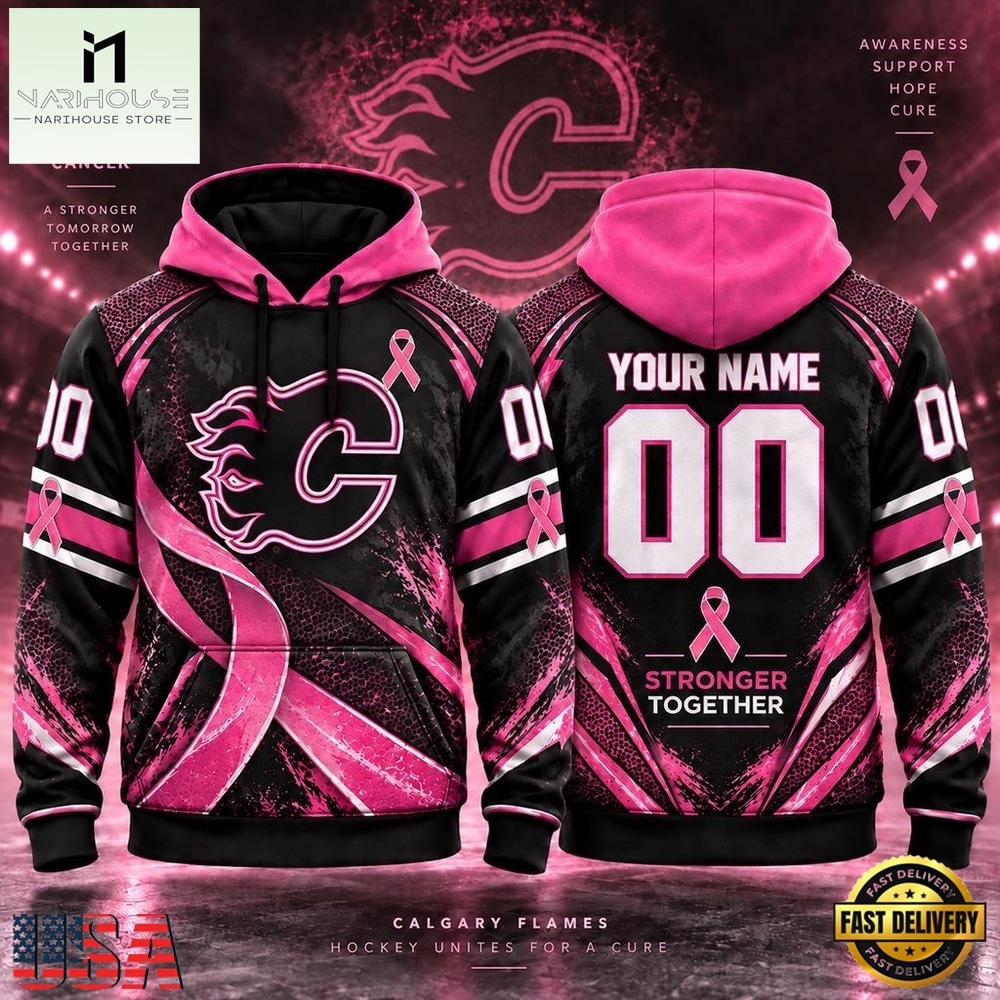 NHL Calgary Flames Pink Fights Breast Cancer 2026 Personalized Hoodie Shirt, NHL 3D Game Day Tee NHL Calgary Flames Pink Fights Breast Cancer 2026 Personalized Hoodie Shirt, NHL 3D Game Day Tee