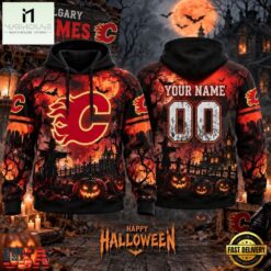 NHL Calgary Flames Special Halloween 2026 Design Hoodie Shirt, NHL 3D Game Day Tee Nhl Calgary Flames Special Halloween 2026 Design Hoodie Shirt