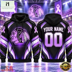 NHL Chicago Blackhawks 2026 Hockey Fights Cancer Personalized Hoodie Shirt, NHL 3D Game Day Tee Nhl Chicago Blackhawks 2026 Hockey Fights Cancer Personalized Hoodie Shirt