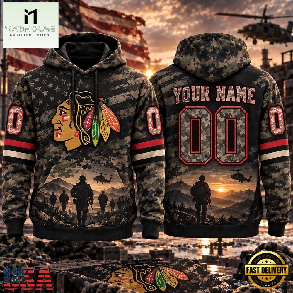 NHL Chicago Blackhawks Military Appreciation Design Personalized Hoodie, NHL 3D Game Day Tee NHL Chicago Blackhawks Military Appreciation Design Personalized Hoodie, NHL 3D Game Day Tee