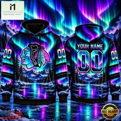 NHL Chicago Blackhawks Special Design With Northern Lights 2026 Hoodie Shirt, NHL 3D Game Day Tee Nhl Chicago Blackhawks Special Design With Northern Lights 2026 Hoodie Shirt