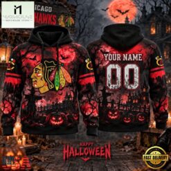 NHL Chicago Blackhawks Special Halloween 2026 Design Hoodie Shirt, NHL 3D Game Day Tee Nhl Chicago Blackhawks Special Halloween 2026 Design Hoodie Shirt