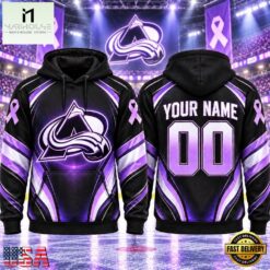 NHL Colorado Avalanche 2026 Hockey Fights Cancer Personalized Hoodie Shirt, NHL 3D Game Day Tee Nhl Colorado Avalanche 2026 Hockey Fights Cancer Personalized Hoodie Shirt