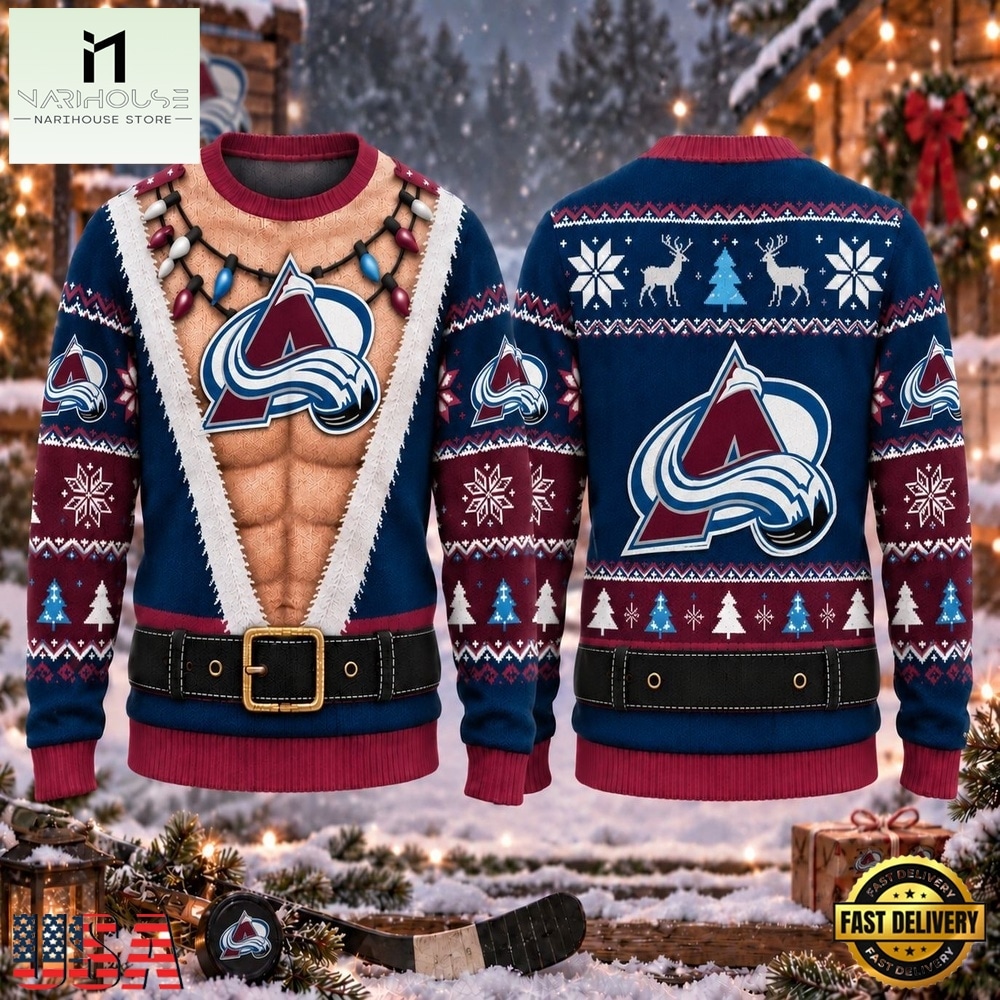 NHL Colorado Avalanche Funny Body Christmas Ugly Sweater, NHL 3D Game Day Tee NHL Colorado Avalanche Funny Body Christmas Ugly Sweater, NHL 3D Game Day Tee