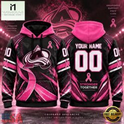 NHL Colorado Avalanche Pink Fights Breast Cancer 2026 Personalized Hoodie Shirt, NHL 3D Game Day Tee Nhl Colorado Avalanche Pink Fights Breast Cancer 2026 Personalized Hoodie Shirt