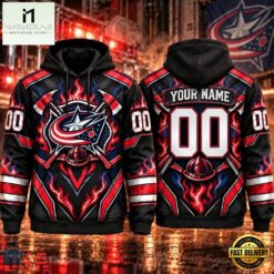 NHL Columbus Blue Jackets 2026 Honoring Firefighters Personalized Hoodie Shirt, NHL 3D Game Day Tee Nhl Columbus Blue Jackets 2026 Honoring Firefighters Personalized Hoodie Shirt