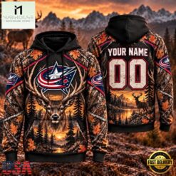 NHL Columbus Blue Jackets 2026 Personalized Hunting Camo Design Hoodie, NHL 3D Game Day Tee Nhl Columbus Blue Jackets 2026 Personalized Hunting Camo Design Hoodie