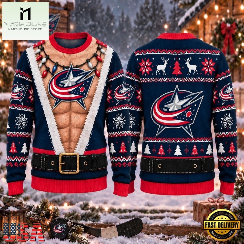 NHL Columbus Blue Jackets Funny Body Christmas Ugly Sweater, NHL 3D Game Day Tee NHL Columbus Blue Jackets Funny Body Christmas Ugly Sweater, NHL 3D Game Day Tee