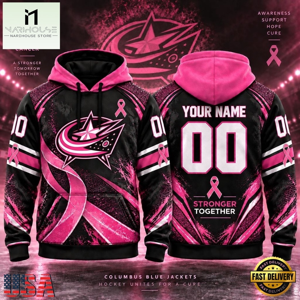 NHL Columbus Blue Jackets Pink Fights Breast Cancer 2026 Personalized Hoodie Shirt, NHL 3D Game Day Tee NHL Columbus Blue Jackets Pink Fights Breast Cancer 2026 Personalized Hoodie Shirt, NHL 3D Game Day Tee