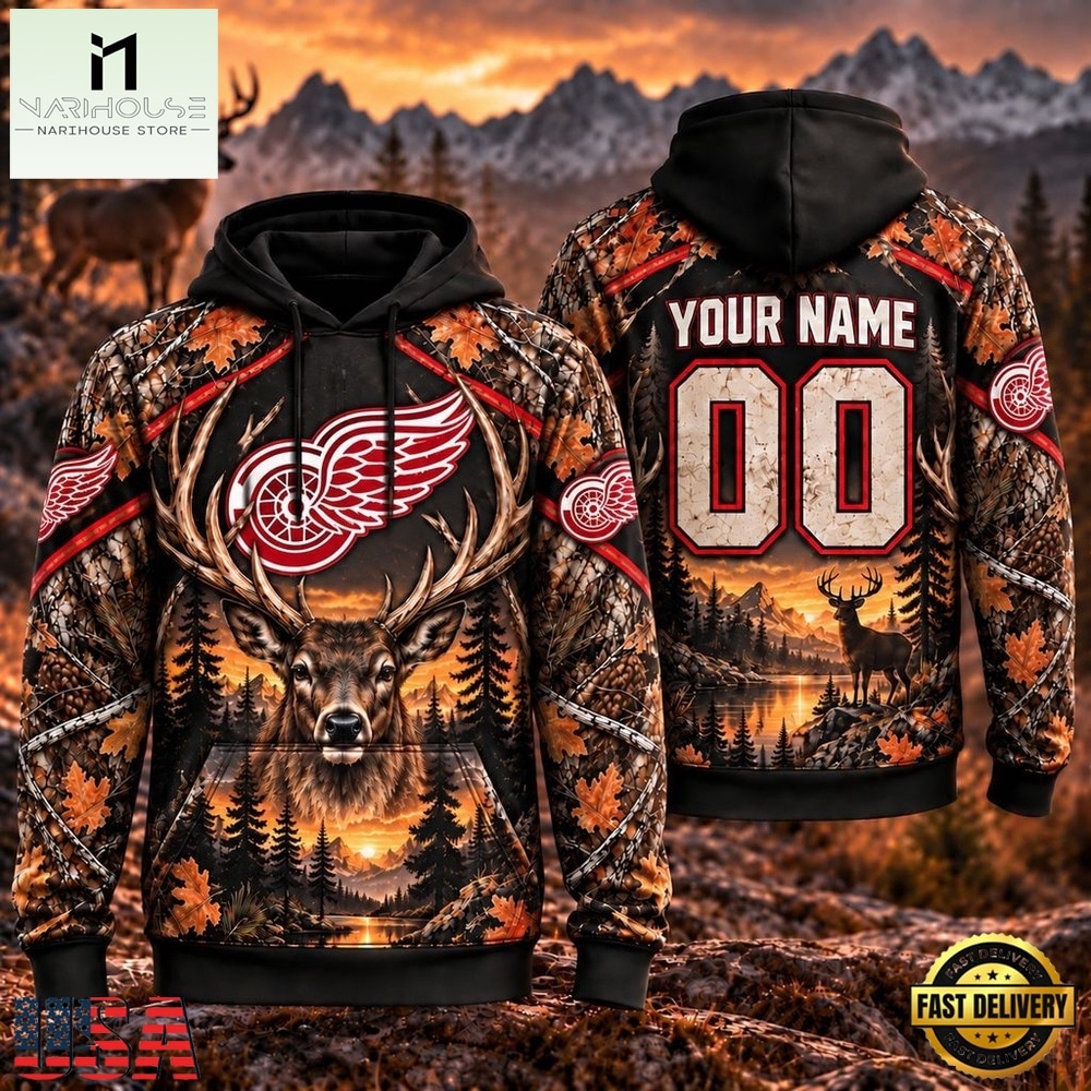 NHL Detroit Red Wings 2026 Personalized Hunting Camo Design Hoodie, NHL 3D Game Day Tee NHL Detroit Red Wings 2026 Personalized Hunting Camo Design Hoodie, NHL 3D Game Day Tee