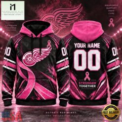 NHL Detroit Red Wings Pink Fights Breast Cancer 2026 Personalized Hoodie Shirt, NHL 3D Game Day Tee Nhl Detroit Red Wings Pink Fights Breast Cancer 2026 Personalized Hoodie Shirt