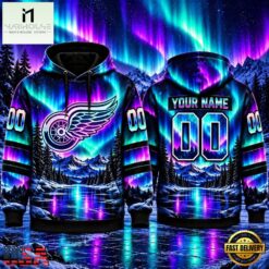 NHL Detroit Red Wings Special Design With Northern Lights 2026 Hoodie Shirt, NHL 3D Game Day Tee Nhl Detroit Red Wings Special Design With Northern Lights 2026 Hoodie Shirt