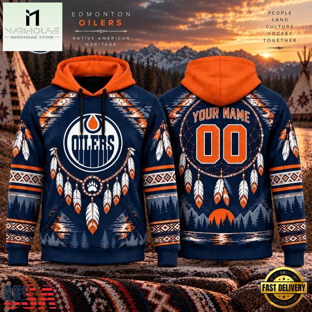 NHL Edmonton Oilers 2026 Native American Heritage Design Hoodie Shirt, NHL 3D Game Day Tee NHL Edmonton Oilers 2026 Native American Heritage Design Hoodie Shirt, NHL 3D Game Day Tee