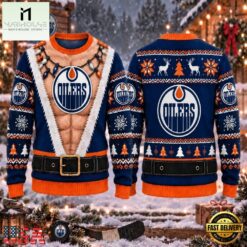 NHL Edmonton Oilers Funny Body Christmas Ugly Sweater, NHL 3D Game Day Tee Nhl Edmonton Oilers Funny Body Christmas Ugly Sweater