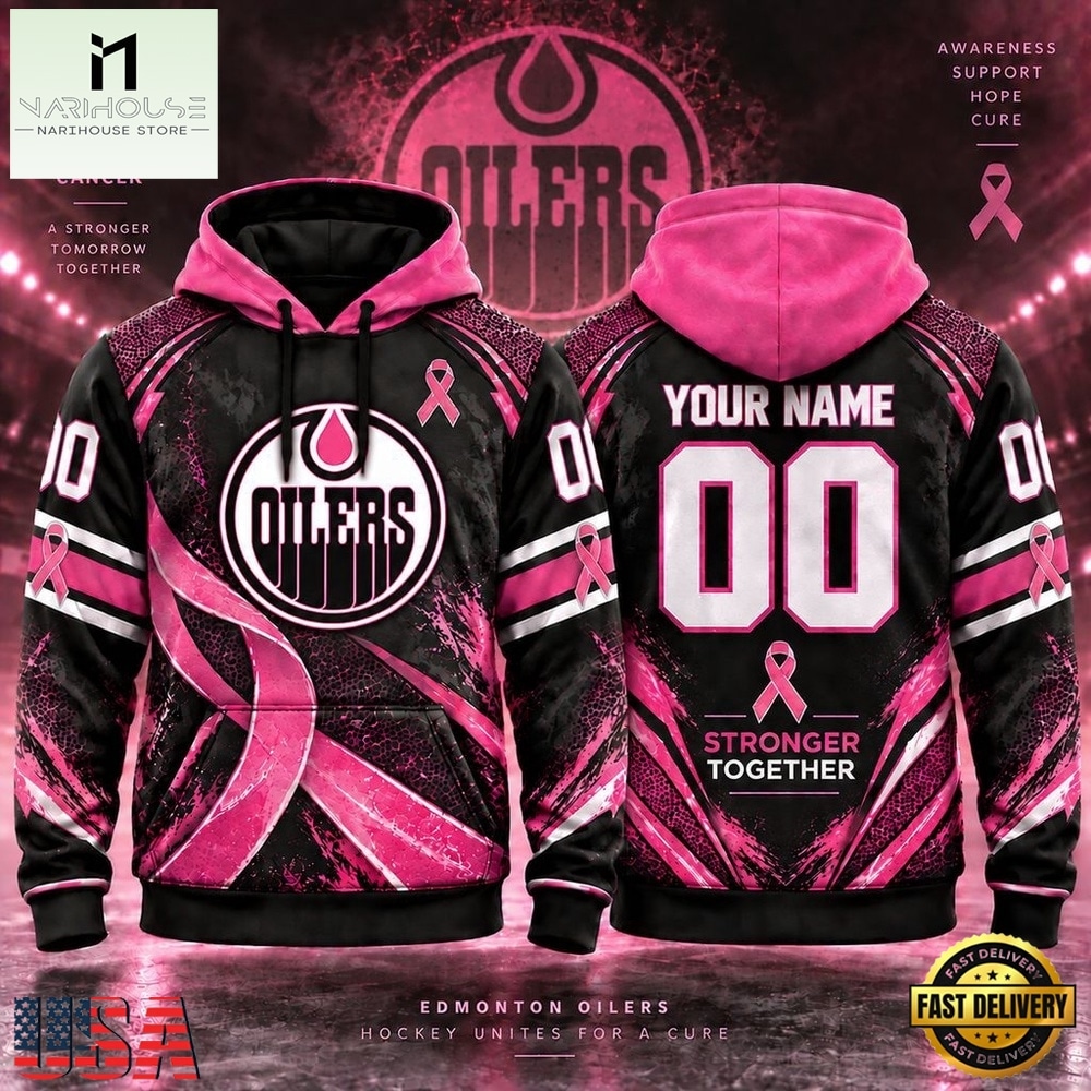 NHL Edmonton Oilers Pink Fights Breast Cancer 2026 Personalized Hoodie Shirt, NHL 3D Game Day Tee NHL Edmonton Oilers Pink Fights Breast Cancer 2026 Personalized Hoodie Shirt, NHL 3D Game Day Tee