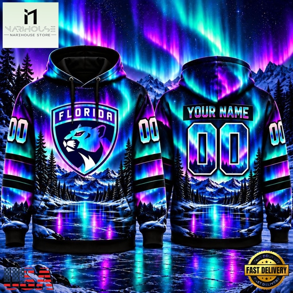 NHL Florida Panthers Special Design With Northern Lights 2026 Hoodie Shirt, NHL 3D Game Day Tee NHL Florida Panthers Special Design With Northern Lights 2026 Hoodie Shirt, NHL 3D Game Day Tee