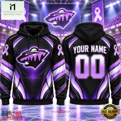 NHL Minnesota Wild 2026 Hockey Fights Cancer Personalized Hoodie Shirt, NHL 3D Game Day Tee Nhl Minnesota Wild 2026 Hockey Fights Cancer Personalized Hoodie Shirt