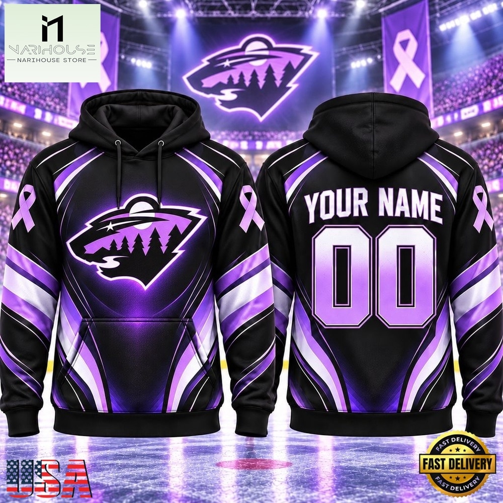 NHL Minnesota Wild 2026 Hockey Fights Cancer Personalized Hoodie Shirt, NHL 3D Game Day Tee NHL Minnesota Wild 2026 Hockey Fights Cancer Personalized Hoodie Shirt, NHL 3D Game Day Tee
