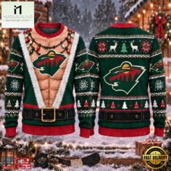 NHL Minnesota Wild Funny Body Christmas Ugly Sweater, NHL 3D Game Day Tee Nhl Minnesota Wild Funny Body Christmas Ugly Sweater