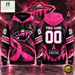 NHL Minnesota Wild Pink Fights Breast Cancer 2026 Personalized Hoodie Shirt, NHL 3D Game Day Tee Nhl Minnesota Wild Pink Fights Breast Cancer 2026 Personalized Hoodie Shirt