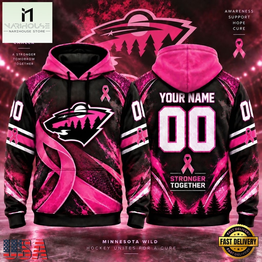 NHL Minnesota Wild Pink Fights Breast Cancer 2026 Personalized Hoodie Shirt, NHL 3D Game Day Tee NHL Minnesota Wild Pink Fights Breast Cancer 2026 Personalized Hoodie Shirt, NHL 3D Game Day Tee