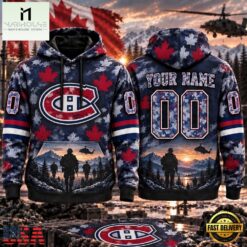 NHL Montreal Canadiens Military Appreciation Design Personalized Hoodie, NHL 3D Game Day Tee Nhl Montreal Canadiens Military Appreciation Design Personalized Hoodie