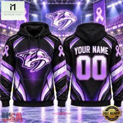 NHL Nashville Predators 2026 Hockey Fights Cancer Personalized Hoodie Shirt, NHL 3D Game Day Tee Nhl Nashville Predators 2026 Hockey Fights Cancer Personalized Hoodie Shirt