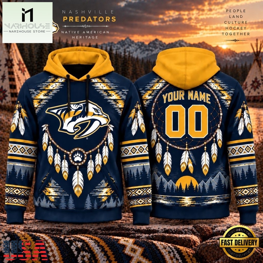 NHL Nashville Predators 2026 Native American Heritage Design Hoodie Shirt, NHL 3D Game Day Tee NHL Nashville Predators 2026 Native American Heritage Design Hoodie Shirt, NHL 3D Game Day Tee