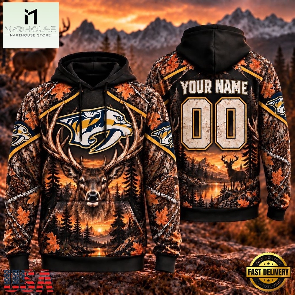 NHL Nashville Predators 2026 Personalized Hunting Camo Design Hoodie, NHL 3D Game Day Tee NHL Nashville Predators 2026 Personalized Hunting Camo Design Hoodie, NHL 3D Game Day Tee