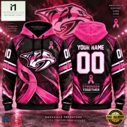 NHL Nashville Predators Pink Fights Breast Cancer 2026 Personalized Hoodie Shirt, NHL 3D Game Day Tee Nhl Nashville Predators Pink Fights Breast Cancer 2026 Personalized Hoodie Shirt