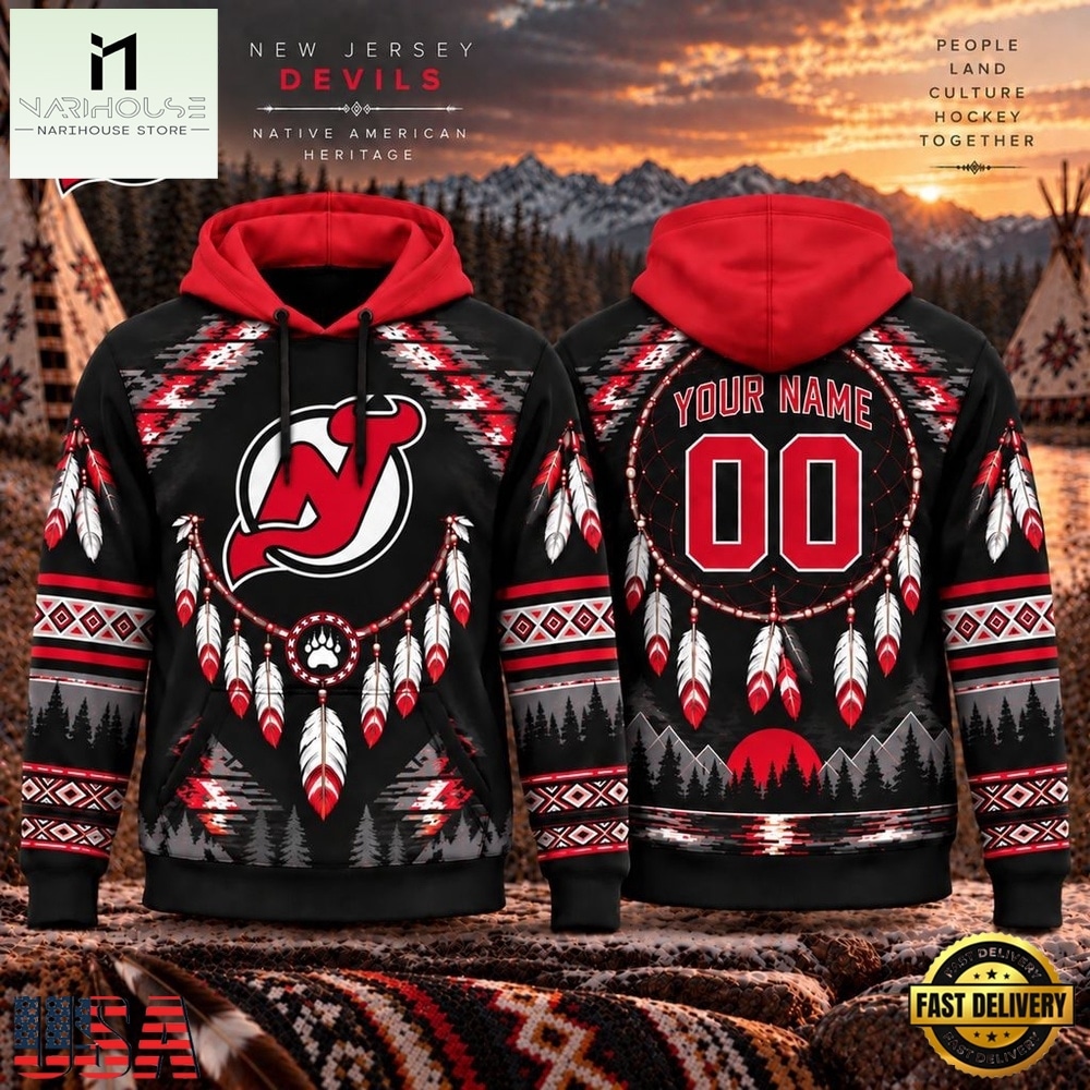 NHL New Jersey Devils 2026 Native American Heritage Design Hoodie Shirt, NHL 3D Game Day Tee NHL New Jersey Devils 2026 Native American Heritage Design Hoodie Shirt, NHL 3D Game Day Tee