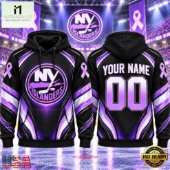 NHL New York Islanders 2026 Hockey Fights Cancer Personalized Hoodie Shirt, NHL 3D Game Day Tee Nhl New York Islanders 2026 Hockey Fights Cancer Personalized Hoodie Shirt