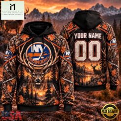NHL New York Islanders 2026 Personalized Hunting Camo Design Hoodie, NHL 3D Game Day Tee Nhl New York Islanders 2026 Personalized Hunting Camo Design Hoodie