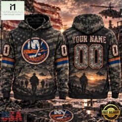 NHL New York Islanders Military Appreciation Design Personalized Hoodie, NHL 3D Game Day Tee Nhl New York Islanders Military Appreciation Design Personalized Hoodie