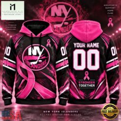 NHL New York Islanders Pink Fights Breast Cancer 2026 Personalized Hoodie Shirt, NHL 3D Game Day Tee Nhl New York Islanders Pink Fights Breast Cancer 2026 Personalized Hoodie Shirt