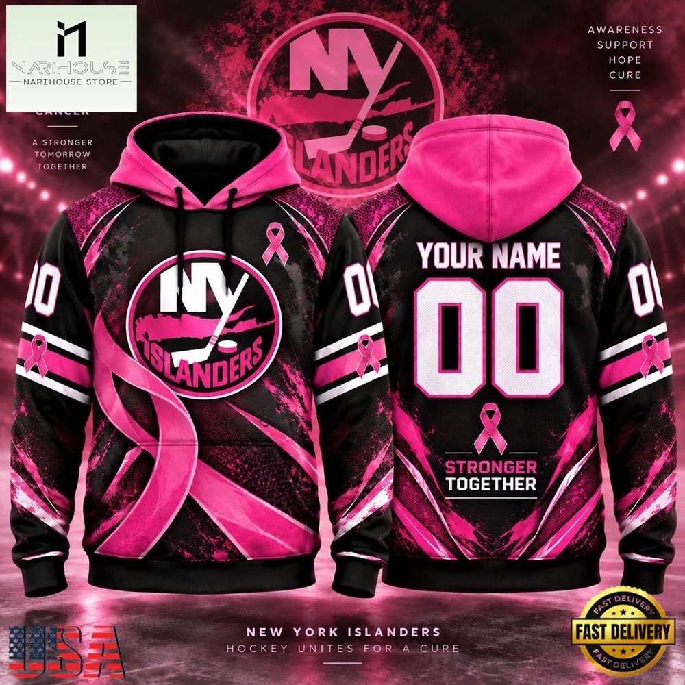 NHL New York Islanders Pink Fights Breast Cancer 2026 Personalized Hoodie Shirt, NHL 3D Game Day Tee NHL New York Islanders Pink Fights Breast Cancer 2026 Personalized Hoodie Shirt, NHL 3D Game Day Tee