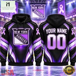 NHL New York Rangers 2026 Hockey Fights Cancer Personalized Hoodie Shirt, NHL 3D Game Day Tee Nhl New York Rangers 2026 Hockey Fights Cancer Personalized Hoodie Shirt