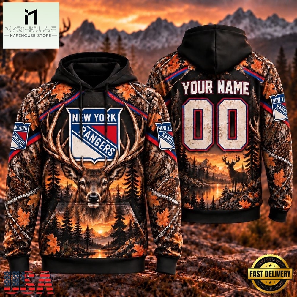 NHL New York Rangers 2026 Personalized Hunting Camo Design Hoodie, NHL 3D Game Day Tee NHL New York Rangers 2026 Personalized Hunting Camo Design Hoodie, NHL 3D Game Day Tee