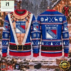 NHL New York Rangers Funny Body Christmas Ugly Sweater, NHL 3D Game Day Tee Nhl New York Rangers Funny Body Christmas Ugly Sweater