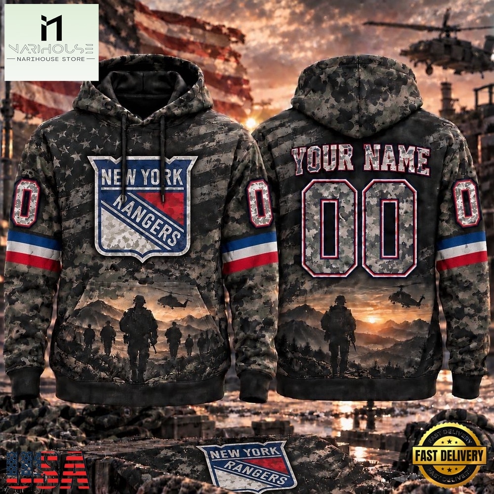 NHL New York Rangers Military Appreciation Design Personalized Hoodie, NHL 3D Game Day Tee NHL New York Rangers Military Appreciation Design Personalized Hoodie, NHL 3D Game Day Tee