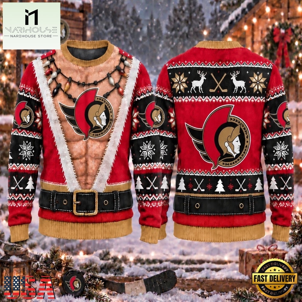 NHL Ottawa Senators Funny Body Christmas Ugly Sweater, NHL 3D Game Day Tee NHL Ottawa Senators Funny Body Christmas Ugly Sweater, NHL 3D Game Day Tee