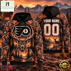 NHL Philadelphia Flyers 2026 Personalized Hunting Camo Design Hoodie, NHL 3D Game Day Tee Nhl Philadelphia Flyers 2026 Personalized Hunting Camo Design Hoodie