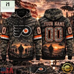 NHL Philadelphia Flyers Military Appreciation Design Personalized Hoodie, NHL 3D Game Day Tee Nhl Philadelphia Flyers Military Appreciation Design Personalized Hoodie