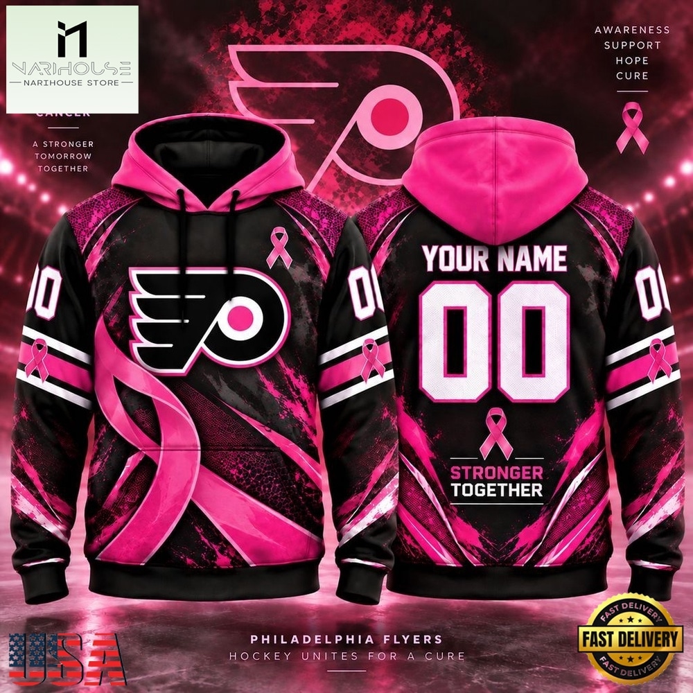 NHL Philadelphia Flyers Pink Fights Breast Cancer 2026 Personalized Hoodie Shirt, NHL 3D Game Day Tee NHL Philadelphia Flyers Pink Fights Breast Cancer 2026 Personalized Hoodie Shirt, NHL 3D Game Day Tee