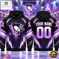 NHL Pittsburgh Penguins 2026 Hockey Fights Cancer Personalized Hoodie Shirt, NHL 3D Game Day Tee Nhl Pittsburgh Penguins 2026 Hockey Fights Cancer Personalized Hoodie Shirt