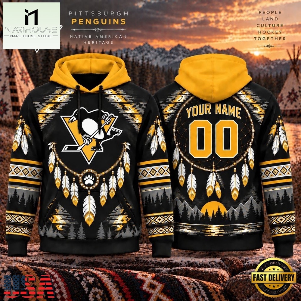 NHL Pittsburgh Penguins 2026 Native American Heritage Design Hoodie Shirt, NHL 3D Game Day Tee NHL Pittsburgh Penguins 2026 Native American Heritage Design Hoodie Shirt, NHL 3D Game Day Tee